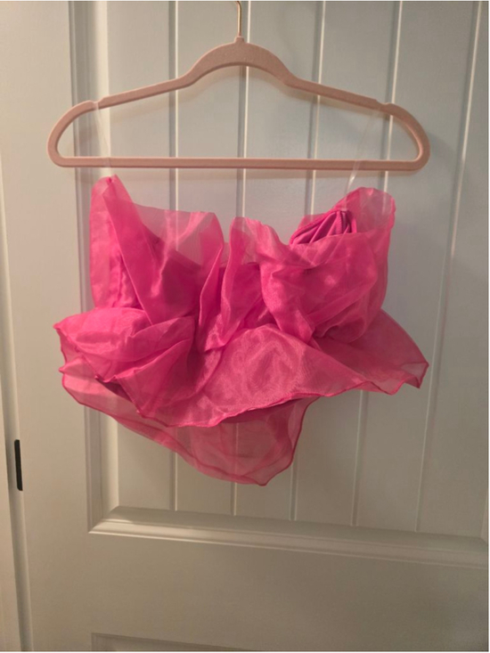 Forever 21 Tops - Women's Forever 21 Hot Pink Organza Ruffle Crop Top L